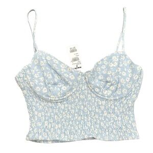 Rsq crop floral blue and white top size small